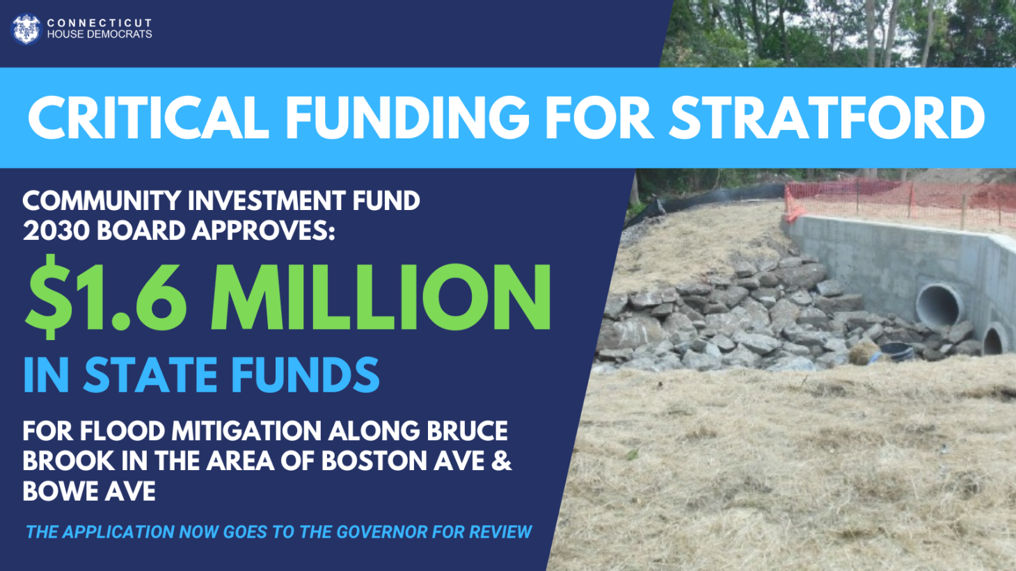 Stratford awarded $1.6 million state grant. 