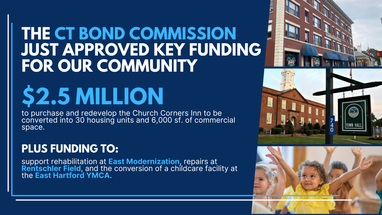 East Hartford Delegation Applauds Bond Commission Approval of Critical Funds