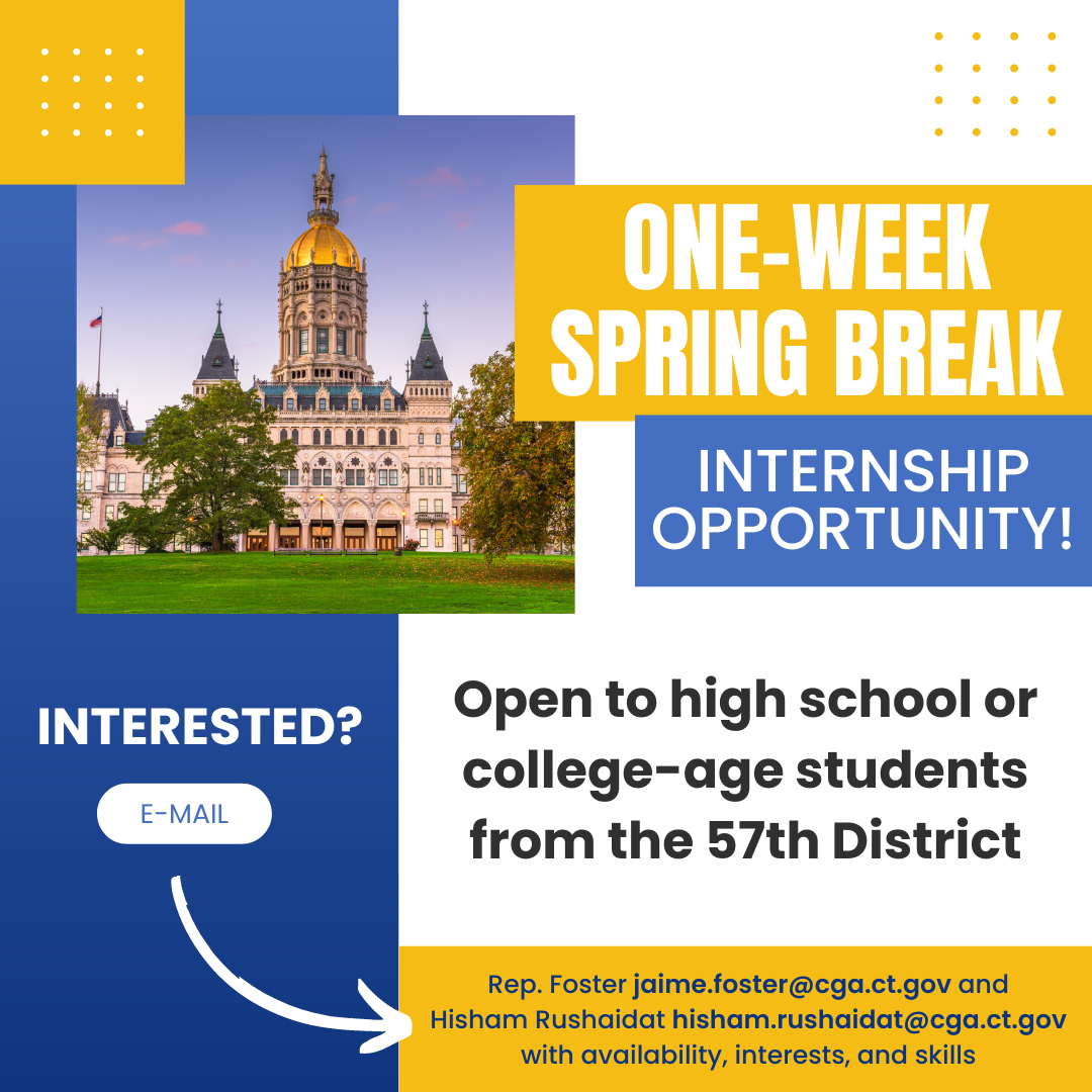 One-week internship available for high school and college students in the 57th District.