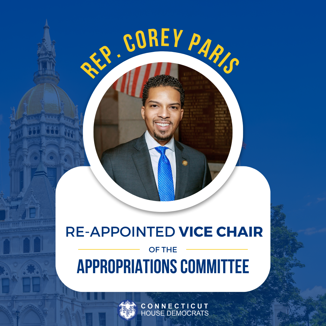 Rep. Corey Paris will serve as a House Vice Chair for the Appropriations Committee.