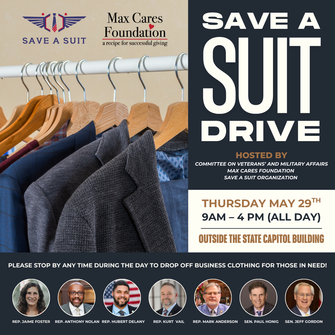 Save A Suit drive on May 29, all day, at the State Capitol
