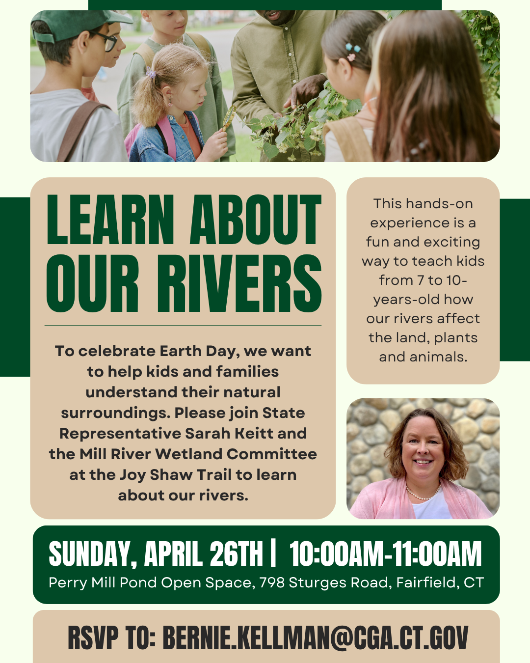 Join me & the Mill River Wetland Committee at the Joy Shaw Trail to learn more about our rivers on April 26, 10 a.m. to 11 a.m.