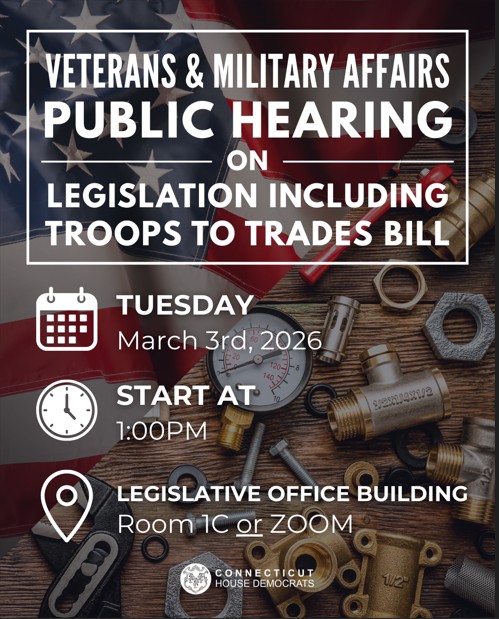 Troops to Trades bill will have a public hearing on March 3
