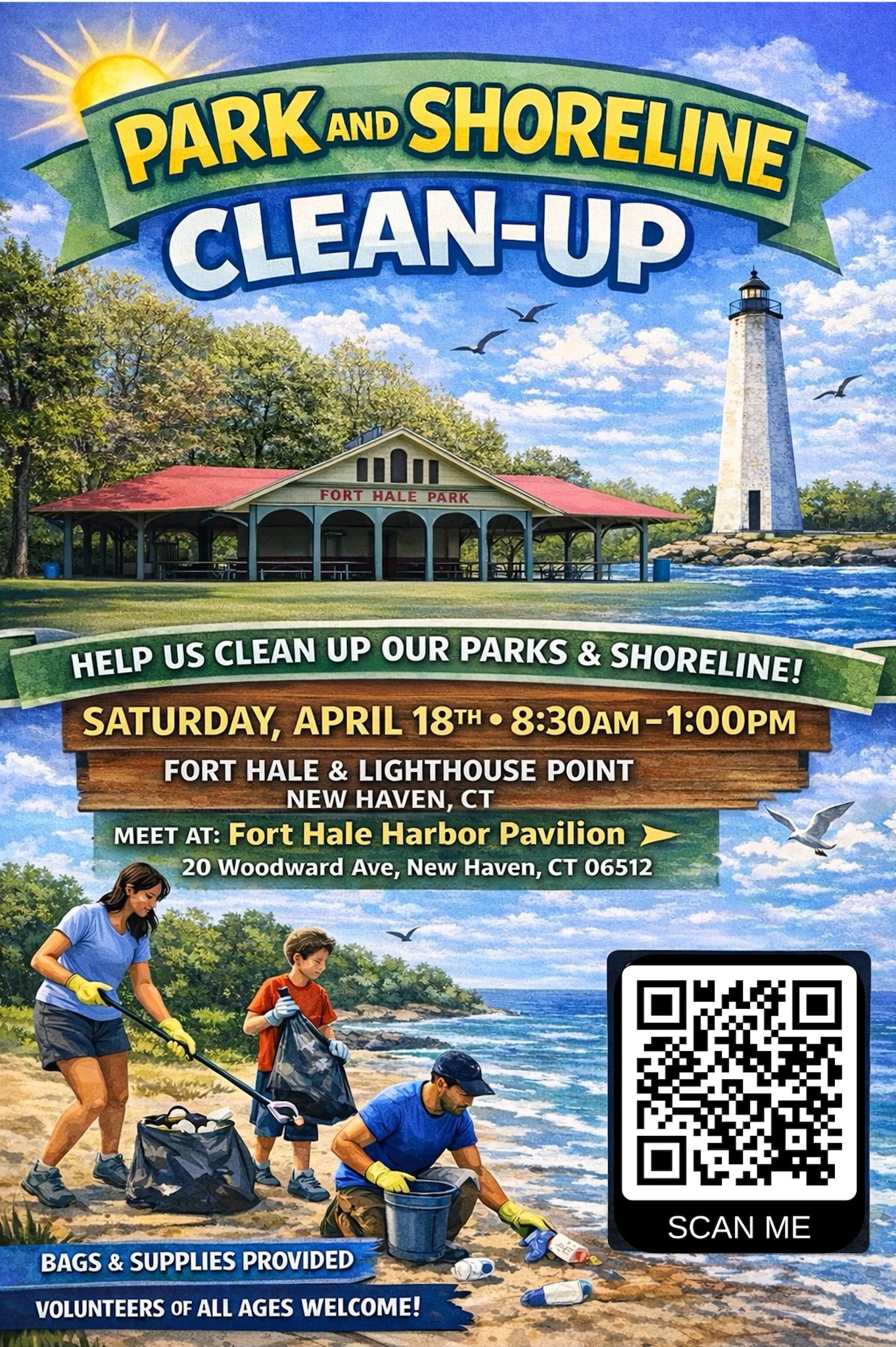 Fort Hale Harbor Pavilion clean-up on April 18. 