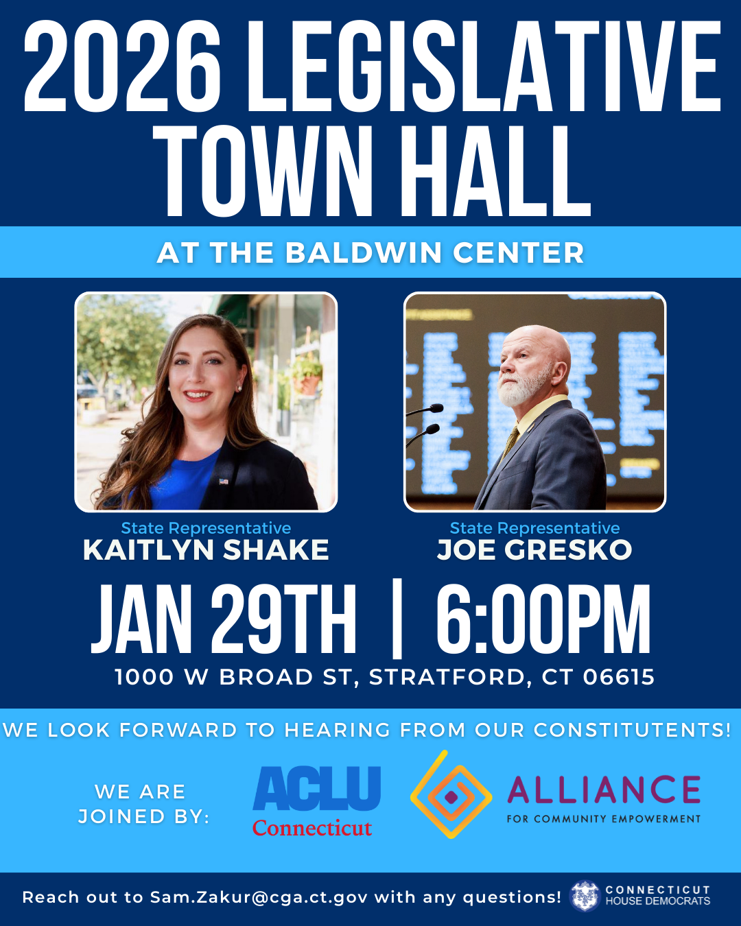 Pre-Session Legislative Town Hall scheduled for January 29 at The Baldwin Center.