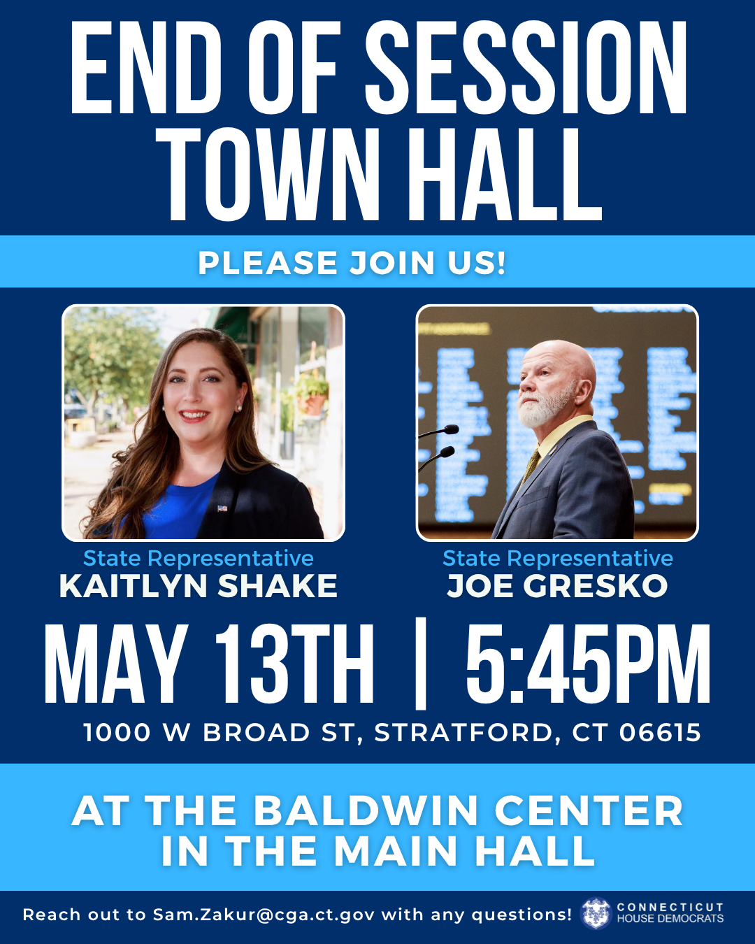 End of Session Town Hall on May 13.