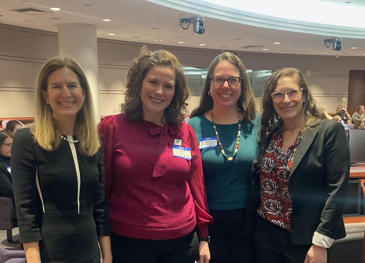 Lt. Gov. Susan Bysiewicz, Kerri M. Raissian (UConn, CT SSN), Abigail Fisher Williamson (Trinity, CT SSN), and State Rep. Jaime Foster, at the first “Moving Beyond” Conference at the Legislative Office Building. 
