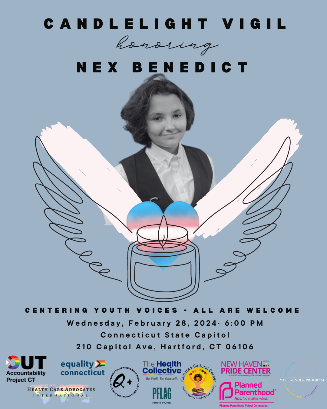 A vigil and press conference will be held on February 28 to remember Nex Benedict. 