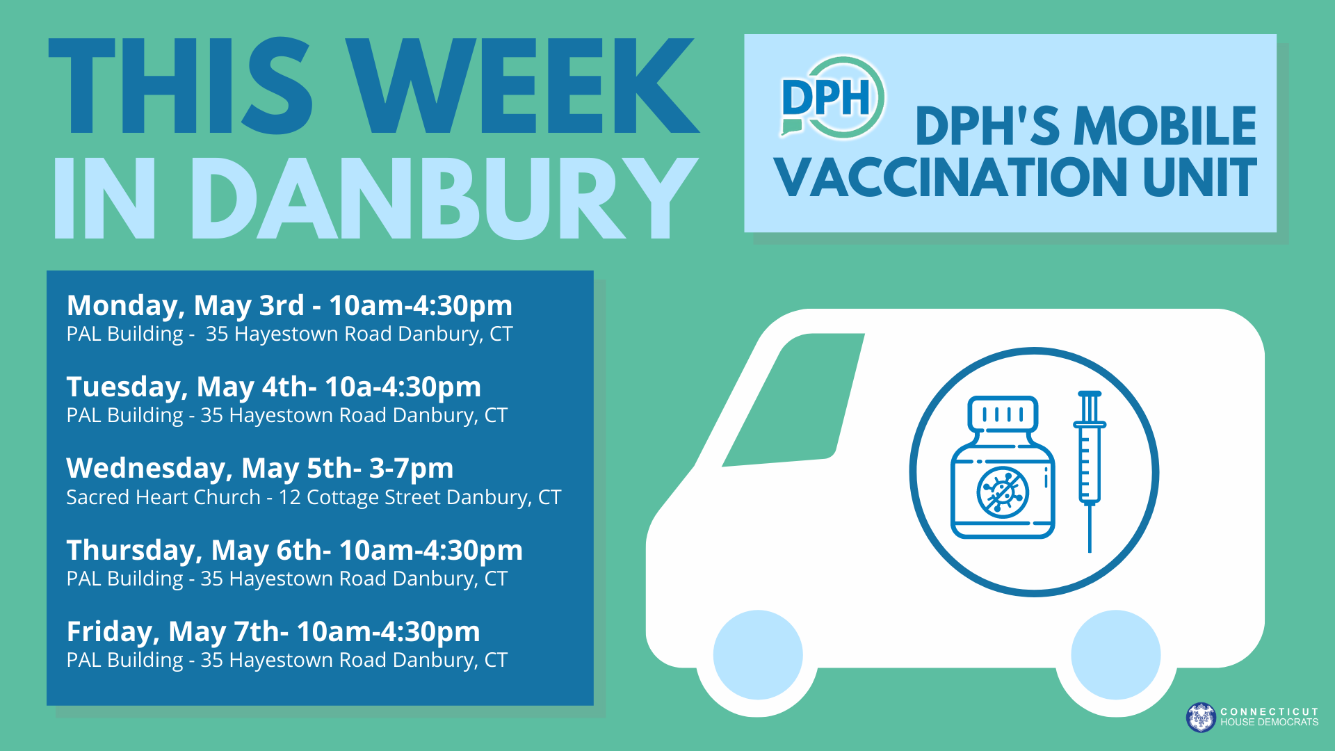 DPH Van in Danbury This Week