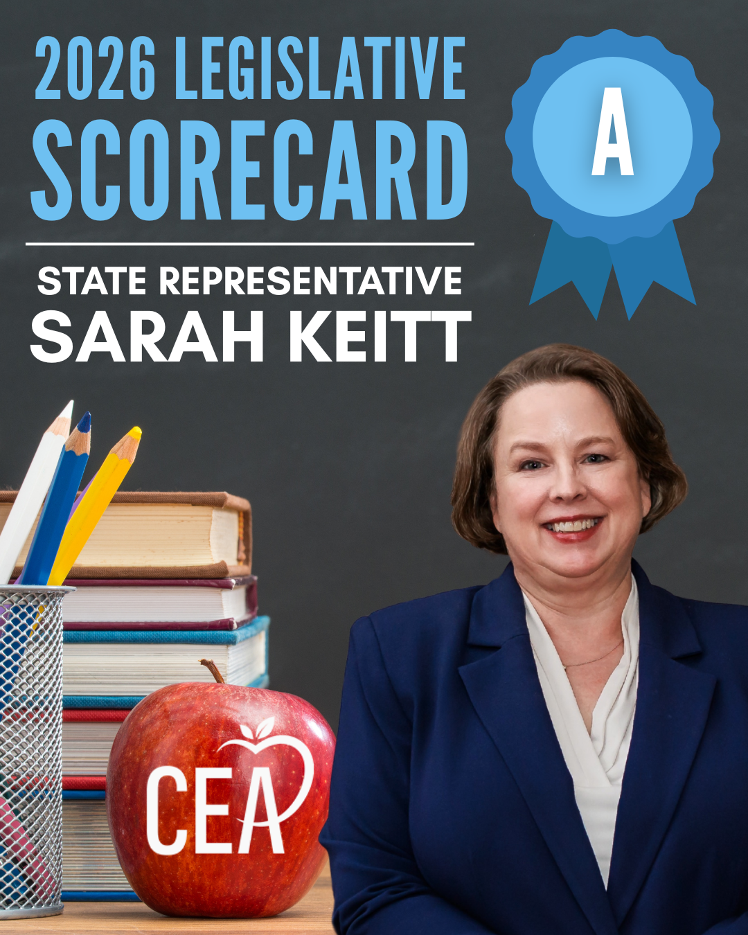 Rep. Keitt received an A on the 2026 CEA Legislative Scorecard. 