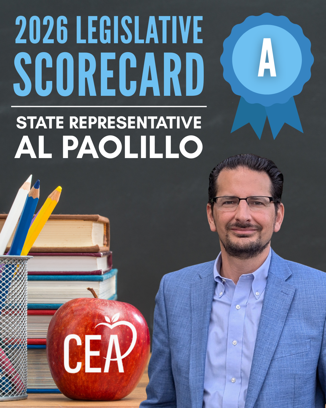 Rep. Paolillo received an A on his 2026 CEA Legislative Scorecard. 