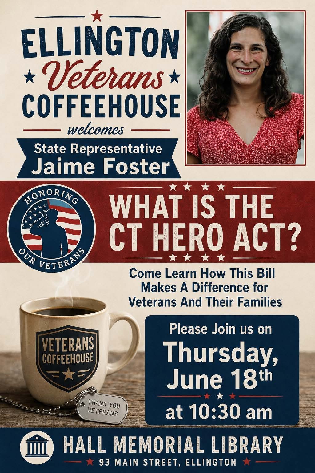 Ellington Veterans Coffeehouse on June 18.