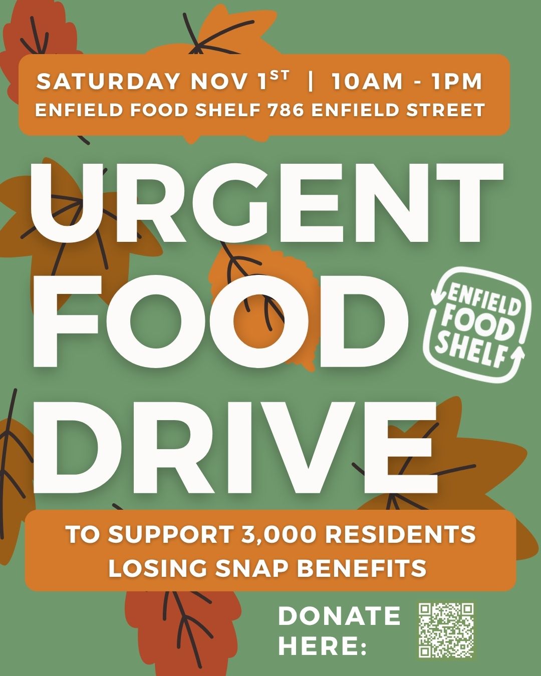 Please support Enfield Food Shelf on November 1. 