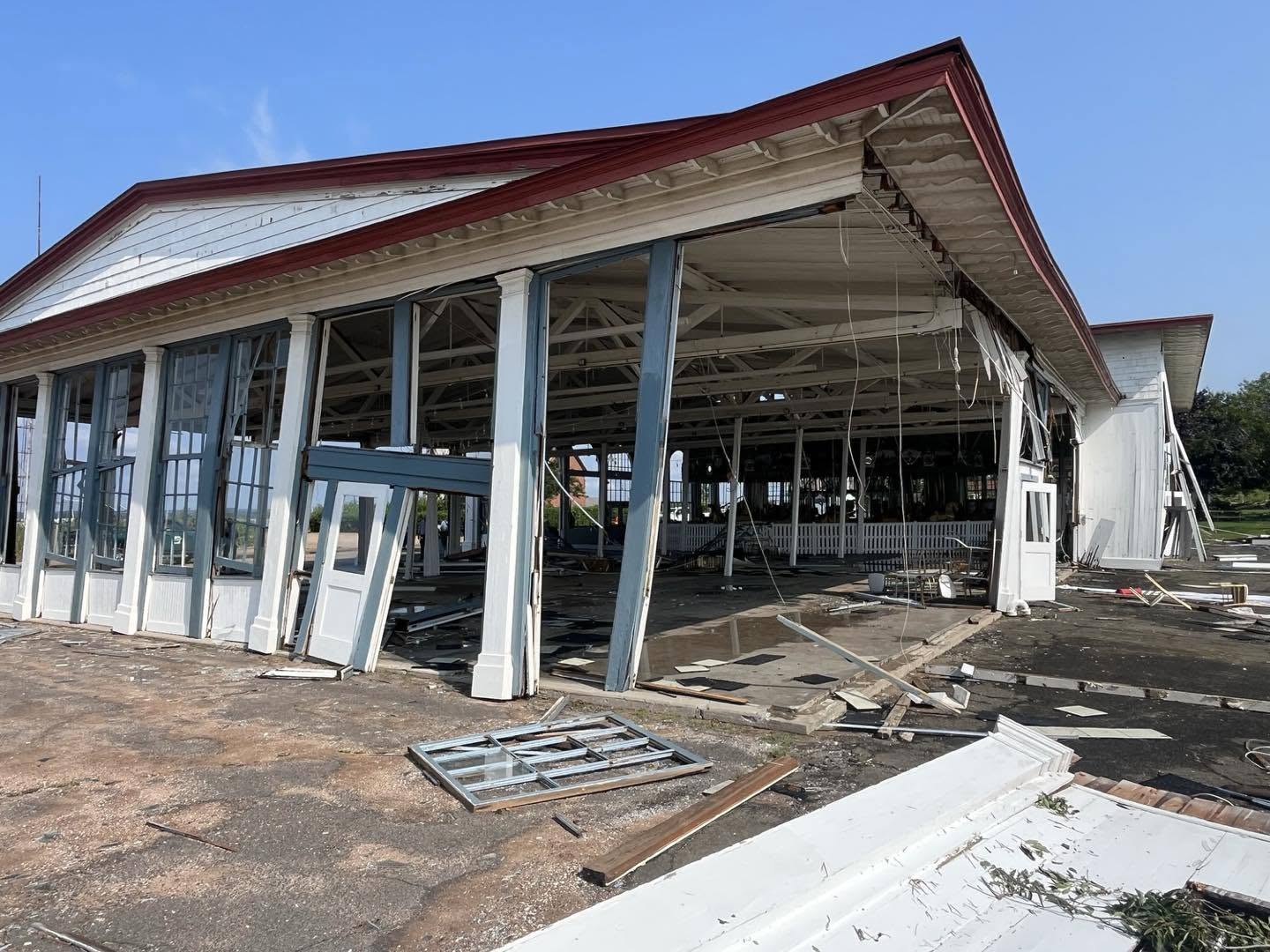 Damage at the Carousel at Lighthouse Point Park. Photo credit: Arnold Gold, Hearst Connecticut Media.