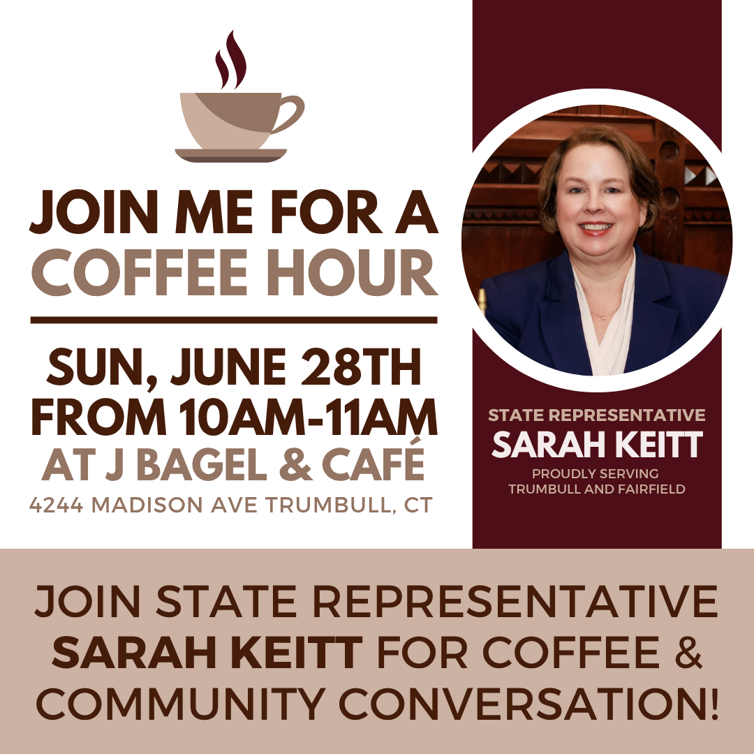 Join me for a coffee hour on Sunday in Trumbull!