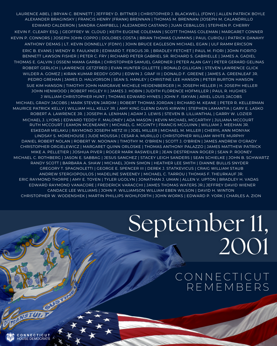 Remembering the nearly 3,000 lives lost 24 years ago, including 161 with ties to Connecticut.