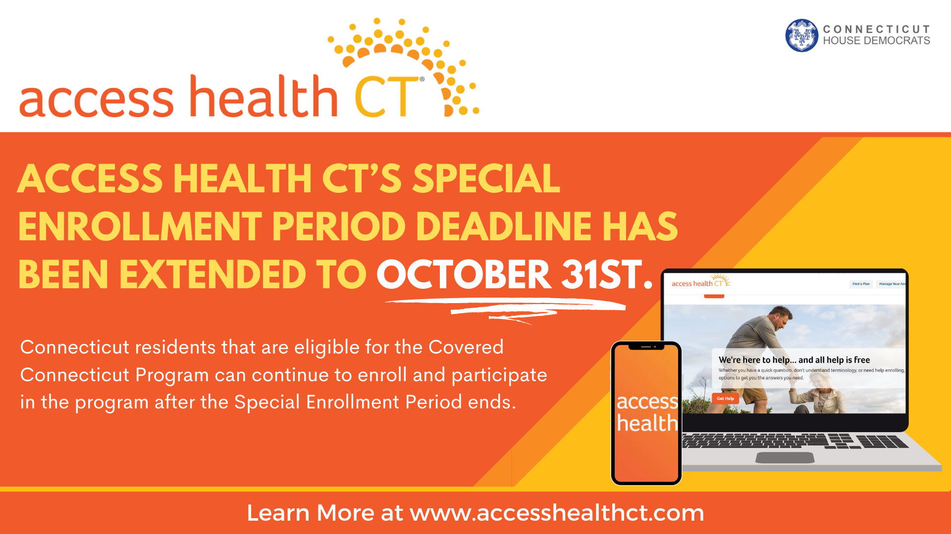 Access Health CT Extends Special Enrollment Period Deadline to October 31st